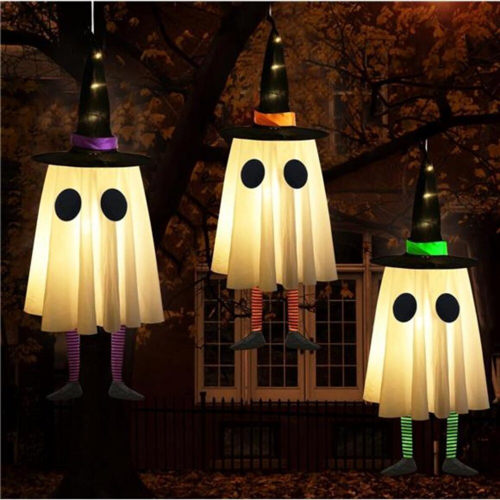 Set of 3 Halloween Hanging Ghosts, Halloween Decorations Outdoor Hanging Ghosts